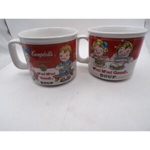 Vintage 1997 Campbells Soup Mugs Set of 2 Westwood Ceramic Campbell Kids Red Cup